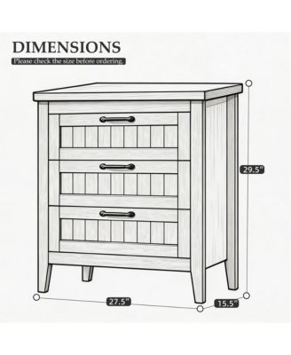 Farmhouse Drawer Dresser with Charging Station and LED Lights, Slim Wooden Bedroom Dresser