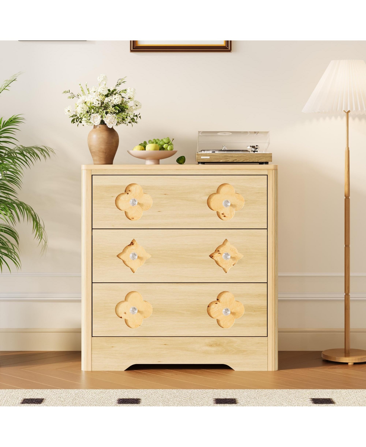 gaomon Drawer Tall Dresser for Bedroom, 45'' Boho Chest of Drawers, Wooden Chest with Clothes Storage Cabinet - Natural