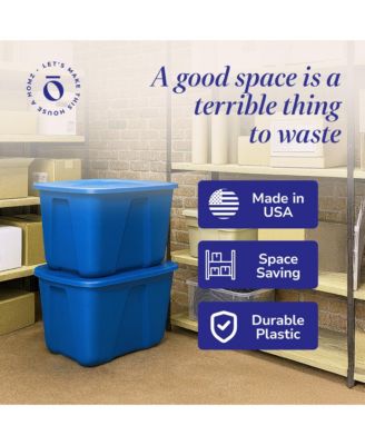 32 Gallon Standard Plastic Storage Container with Secure Lid, 2 Pack