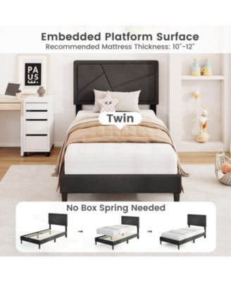Twin Size Upholstered Platform Bed Frame with High Headboard