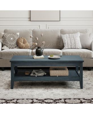 47 in Farmhouse 2-Tier Cocktail Coffee Table with Thickened Top