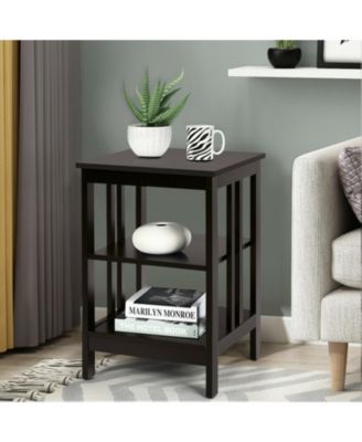 16 in 3-Tier Nightstand Side Table with Baffles and Round Corners