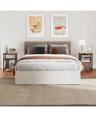 Set of 2 Industrial 3-Tier End Tables with Adjustable Mesh Shelves