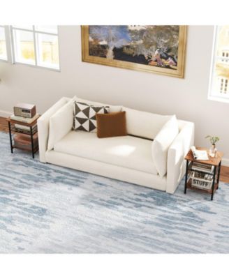 Set of 2 Industrial 3-Tier End Tables with Adjustable Mesh Shelves