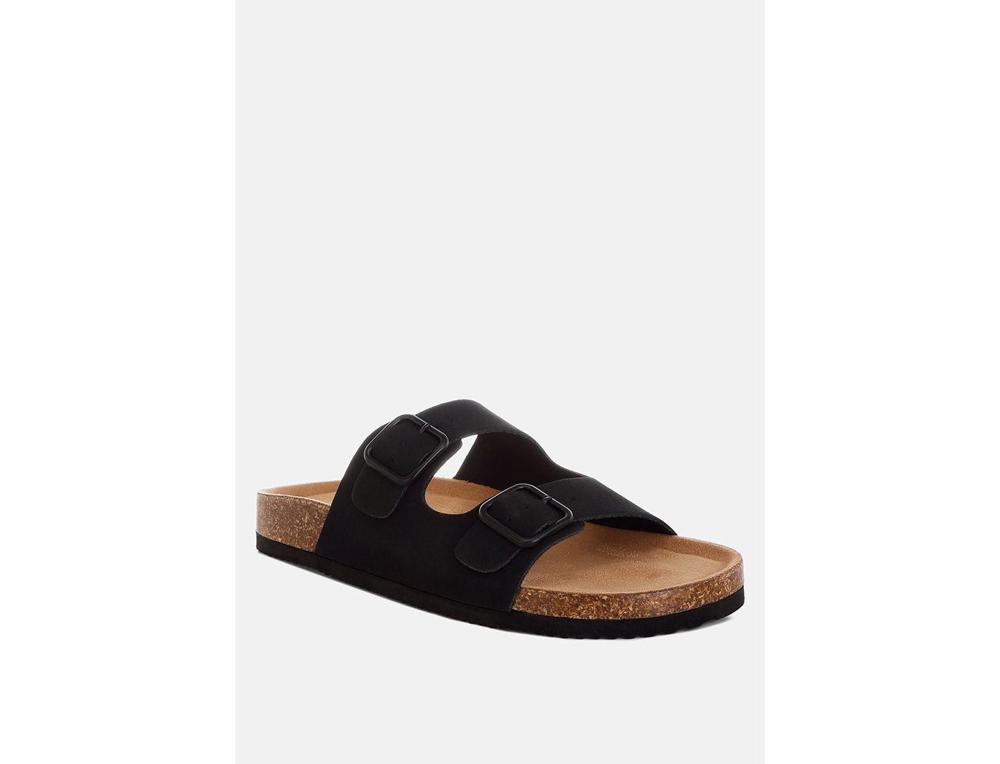 Женские сандалии London Rag Gloriosa The Double Strap Slide, цвет: Чёрный нубуковая искусственная кожа — фото 1