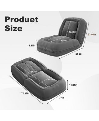 Foldable Lazy Sofa Bed, Corduroy Upholstered  Lounge Chair with 5 Adjustable Position for Living Room, Reading Room, Bedroom