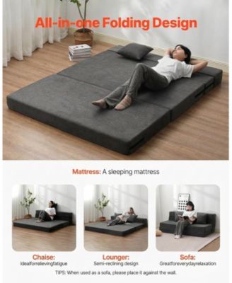Folding Sofa Bed, 3-in-1 with Memory Foam Mattress, Convertible Sleeper Chair