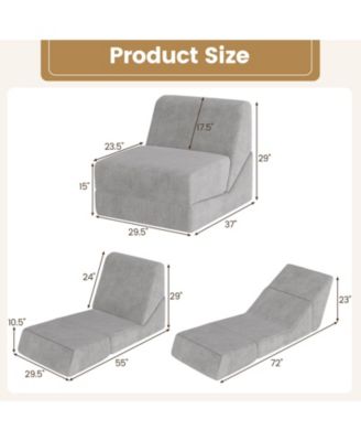 Three in One Folding Sofa Bed with Washable Cover