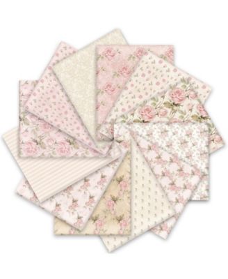 12pcs 18 x 22" Spring Cotton Fat Quarters Retro Floral Printed Fabric DIY Craft