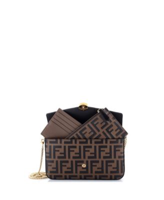F is Fendi Envelope Clutch on Chain Zucca Embossed Leather