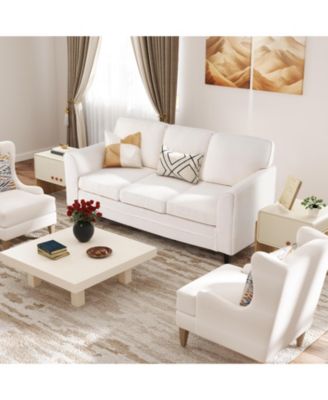 Upholstered Three Seat Sofa with Plush Back Cushions