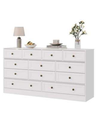 12 Drawers Wooden Dressers for Bedroom, Modern Wood Chest of Drawers Clothes Storage Organizer for Living Room