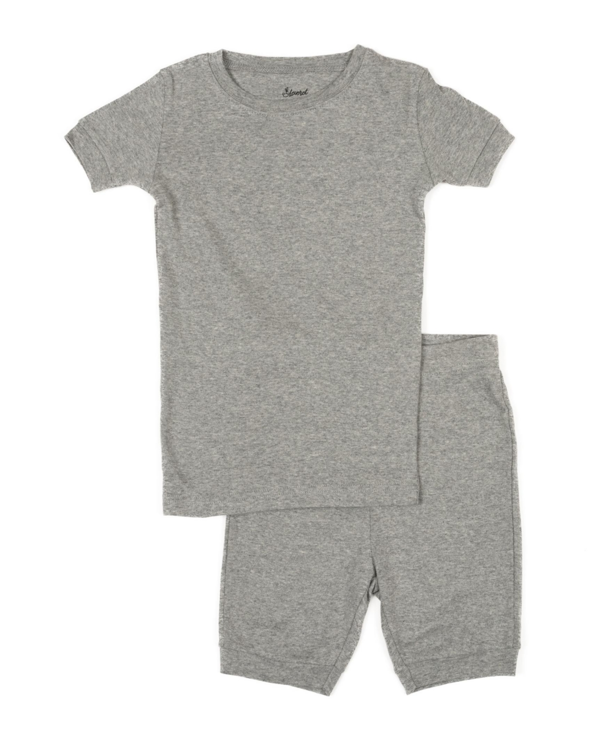 Leveret Toddler Matching Family Two Piece Cotton Short Sleeve Shirt and Shorts Pajamas - Light grey