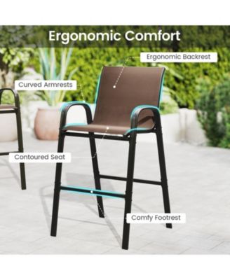 3-Piece Outdoor Bar Set with Fabric Chairs, Footrest, and 2-Tier Shelf