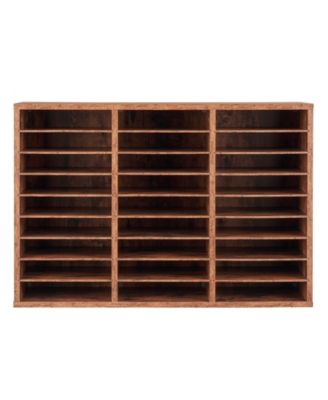 Literature Organizer, 27 Compartments, Wood Mailbox Sorter for File Storage