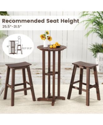 21.5 in Round HDPE Outdoor Bar Height Dining Table with Slatted Top