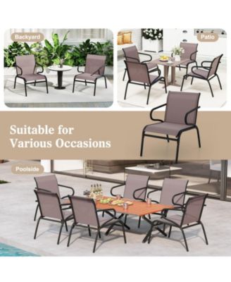Modern Outdoor Patio Chairs Set of 2 with Breathable Fabric and Metal Frame