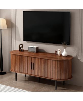 47 Inches Modern TV Stand with Sliding Door and Storage Compartment