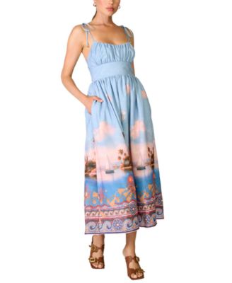 Women's Pernille Square Neck Sleeveless Printed Midi Dress