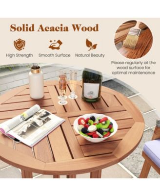 39 in Acacia Wood Round Outdoor Bar Table with Slatted Top