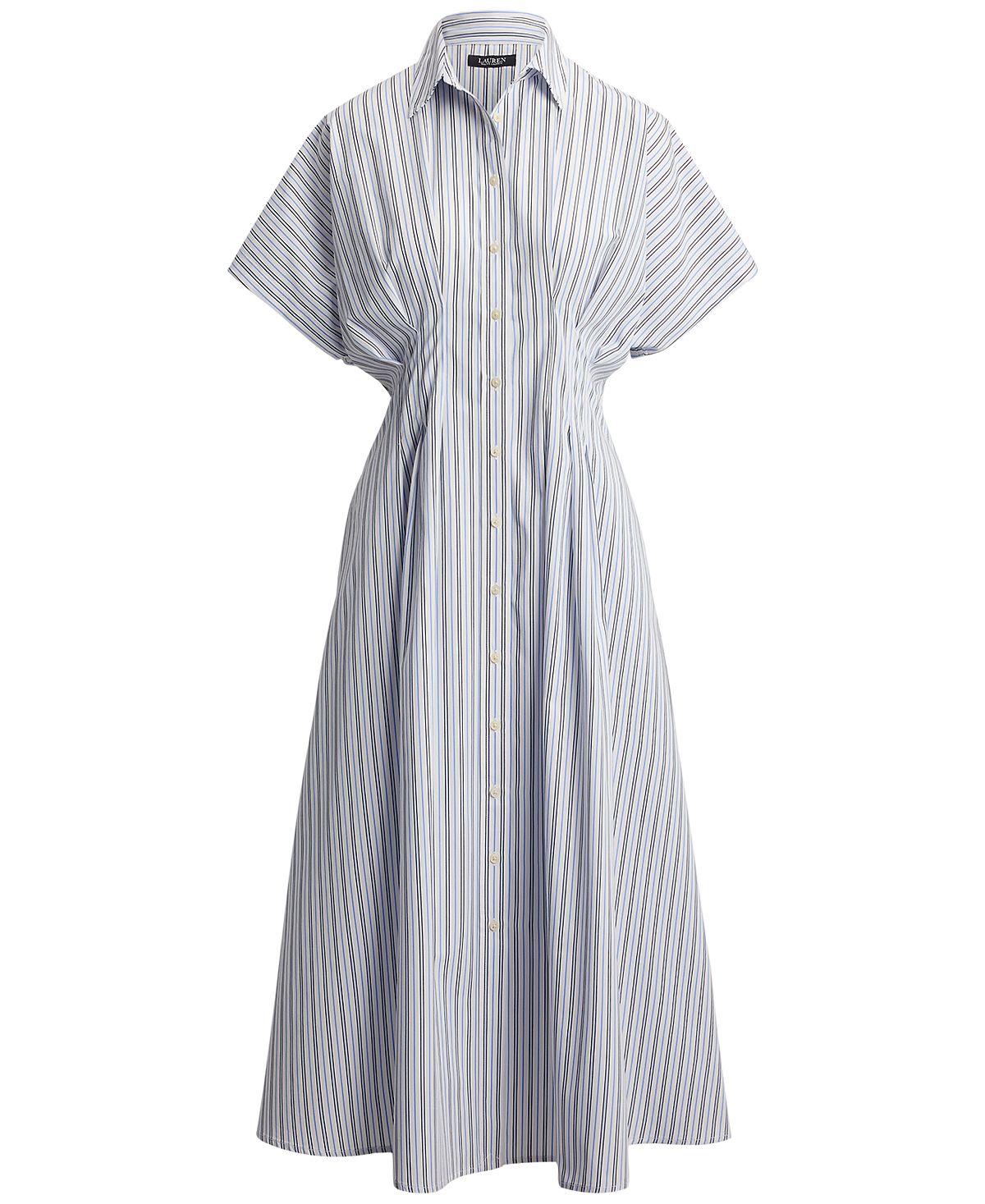 Lauren Ralph Lauren Women's Point Collar Striped Pleated Broadcloth Shirt-Dress view 5 — MAYCSS fashion products