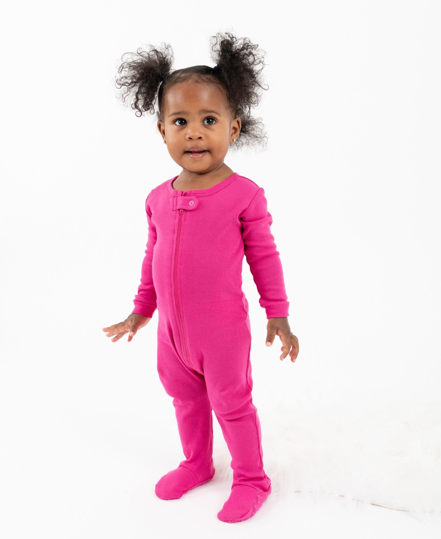 Toddler Matching Family One Piece Footed Cotton Long Sleeve Solid Color Pajamas 2T-5T