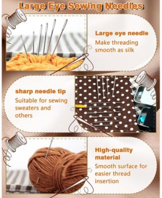 40PCS Stainless Steel Sewing Needles Large Eye Leather Embroidery Threaders Handsewing Crafts