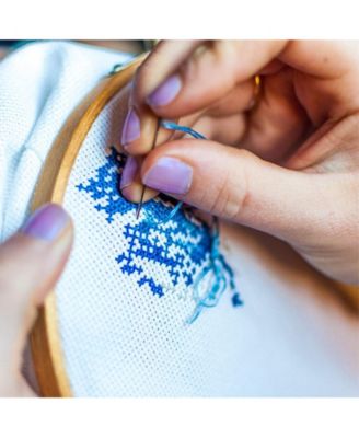 Embroidery Kit 100 Colors Threads 5 Hoops 3 Aida Cloth 40 Pins Cross Stitch Tools Starter Adults Beginners