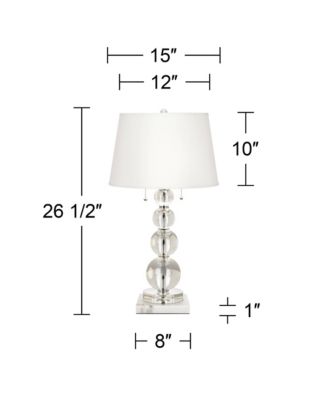 Modern Table Lamp 26 1/2" High Square Marble Riser Crystal Spheres Drum Shade for Bedroom Living Room
