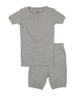 Kids Matching Family Two Piece Cotton Short Sleeve Shirt and Shorts Solid Color Pajamas 6-14
