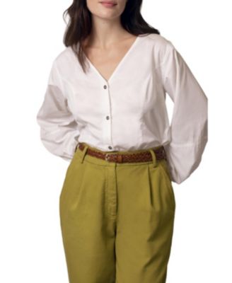 Women's V Neck Button Through Blouse