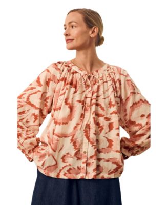 Women's Long Sleeve Tie Neck Swing Shirt