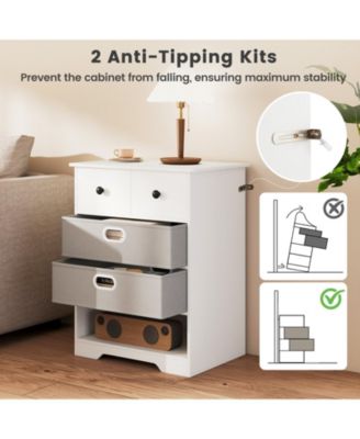 4-Drawer Storage Dresser with Open Shelves Modern Design