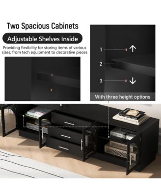 Symmetrical TV Stand for TVs Up to 75 Media Console with 3 Drawers and Adjustable Shelves for Living Room