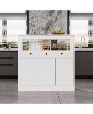  Storage/Display Cabinet with Glass Top , Bedroom Dresser Armoire Island