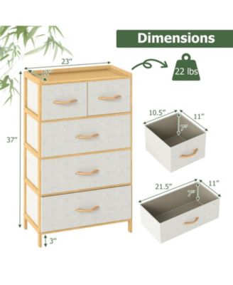 5-Drawer Light Storage Dresser with Top Shelf for Bedroom Use