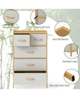 5-Drawer Light Storage Dresser with Top Shelf for Bedroom Use