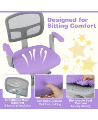 Adjustable Children Desk Chair with Y-Shaped Lumbar Support and Footrest