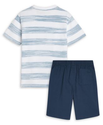 Boys' 4-7 Striped Short-Sleeve T-Shirt and Shorts, 2-Piece Set