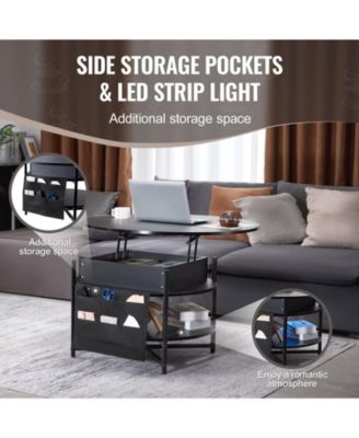Lift Top Coffee Table, 35.3 in Round, with Extra Storage for Living Room