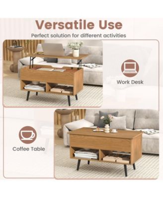 31.5 in Lift Top Coffee Table with Storage and Open Shelves