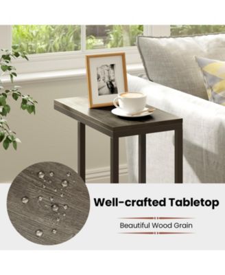 C Shaped Sofa Side Table with Heavy Duty Metal Frame