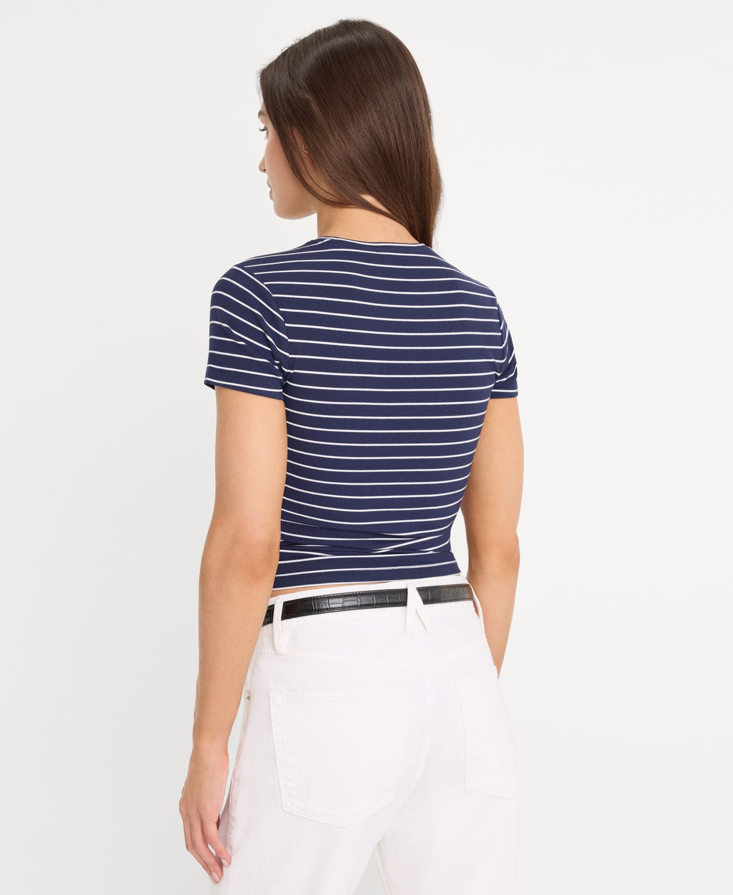 Women's Striped Short-Sleeve Crop T-Shirt