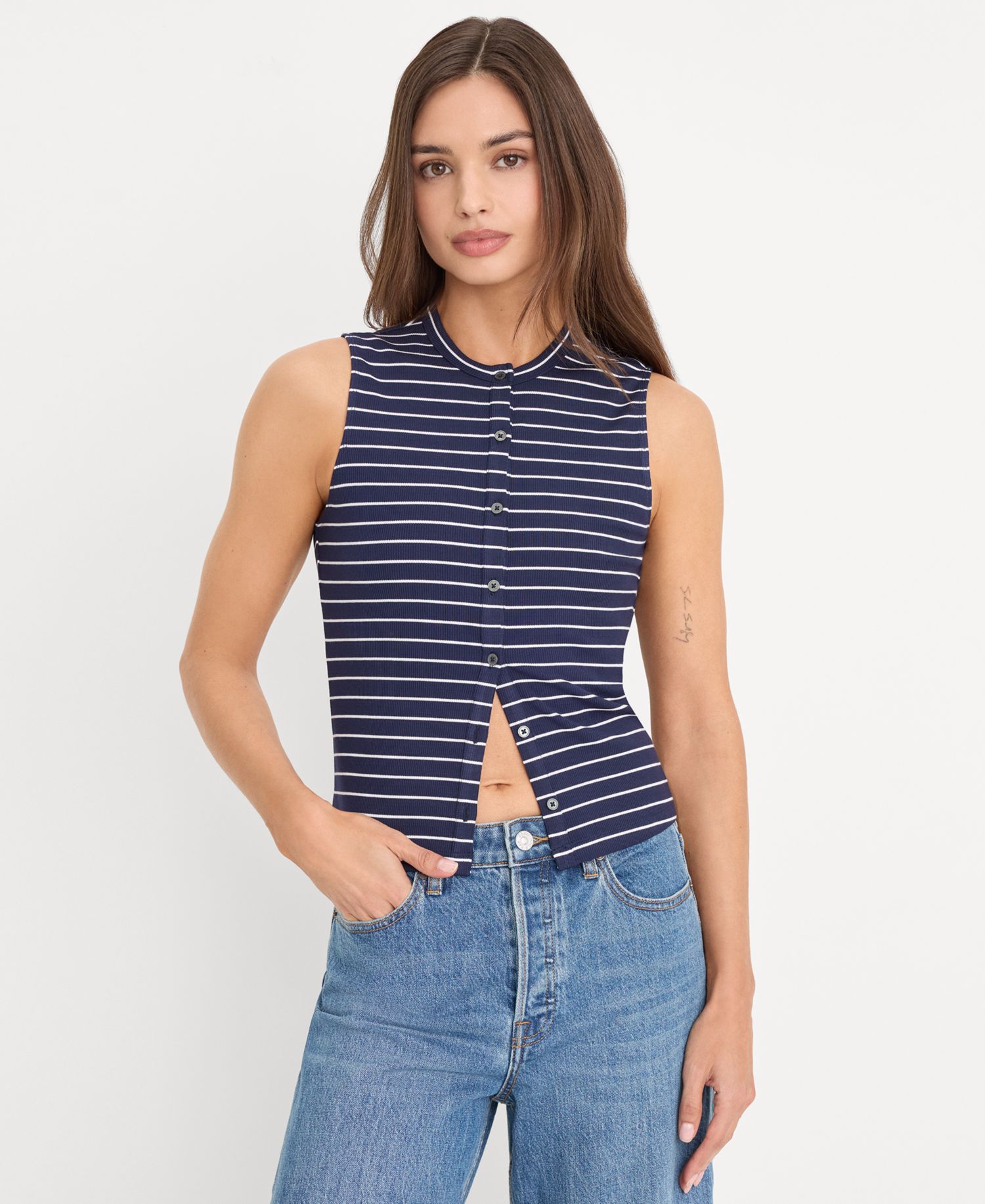 Women's Striped Button-Front Top, Regular & Plus Size