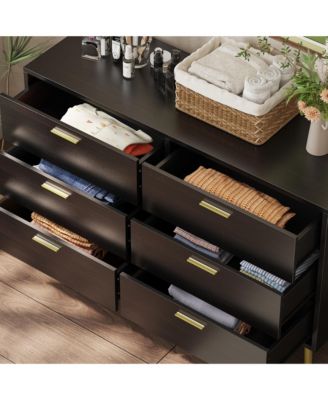 Wood Dresser Chest of Drawer With 6 Drawers