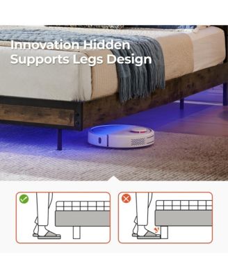 Bed Frame With Led Lights, Industrial Platform Bed With Charging Station