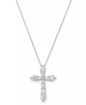 Diamond Cross 16"-18" Pendant Necklace (1/2 ct. t.w.) in 14k White Gold or 14K Gold
