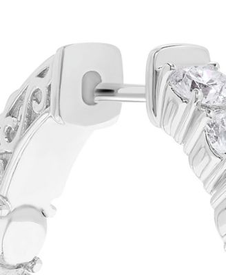 Diamond Small In & Out Hoop Earrings (5 ct. t.w.) in 14k White Gold, 1"