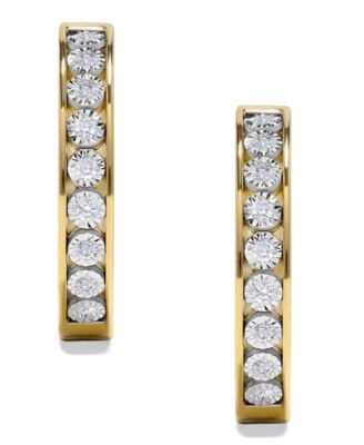Diamond Channel Set Hoop Earrings (1/4 ct. t.w.) in 14k Gold