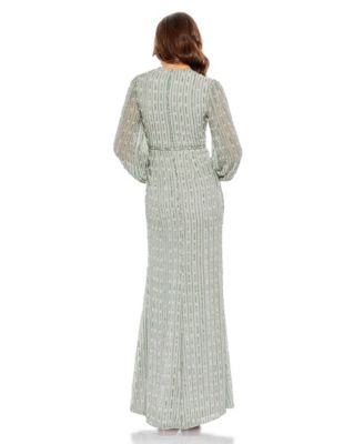 Women's Sequin-Embellished V-Neck Evening Gown